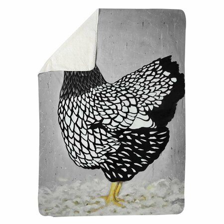 BEGIN HOME DECOR 60 x 80 in. Black & White Wyandotte Hen-Sherpa Fleece Blanket 5545-6080-AN520-1